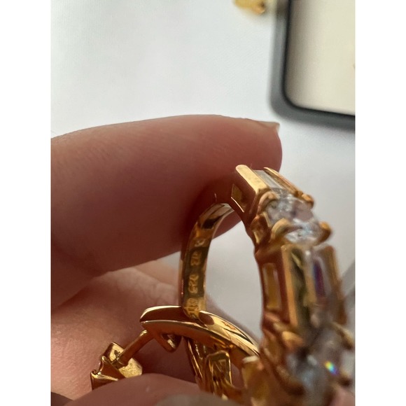 Vintage Sterling Silver Rhinestone Huggie Earrings - Picture 8 of 8